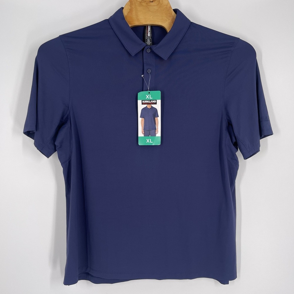 Kirkland Signature Performance Polo Shirt Mens XL Navy Blue Short Sleeve Golf